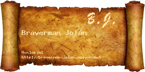 Braverman Jolán névjegykártya